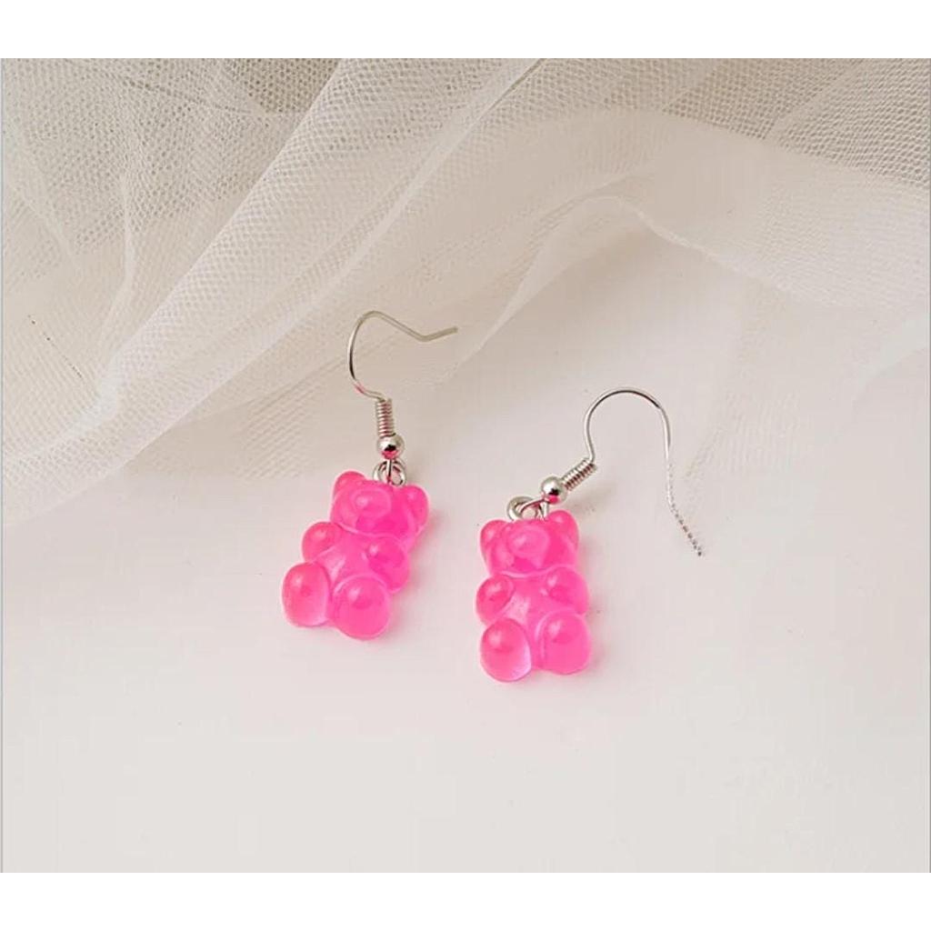 Aretes de osito gomita fucsiañ