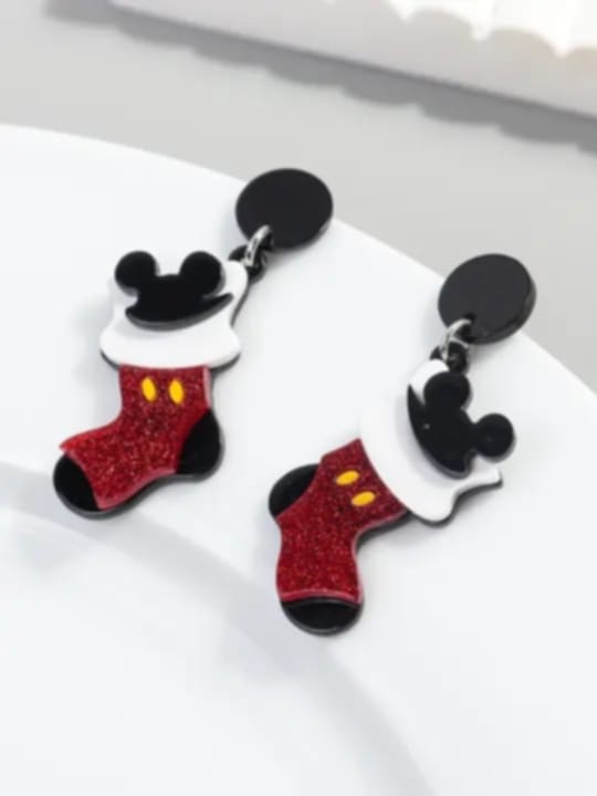 Aretes de botas Mickey Navideño