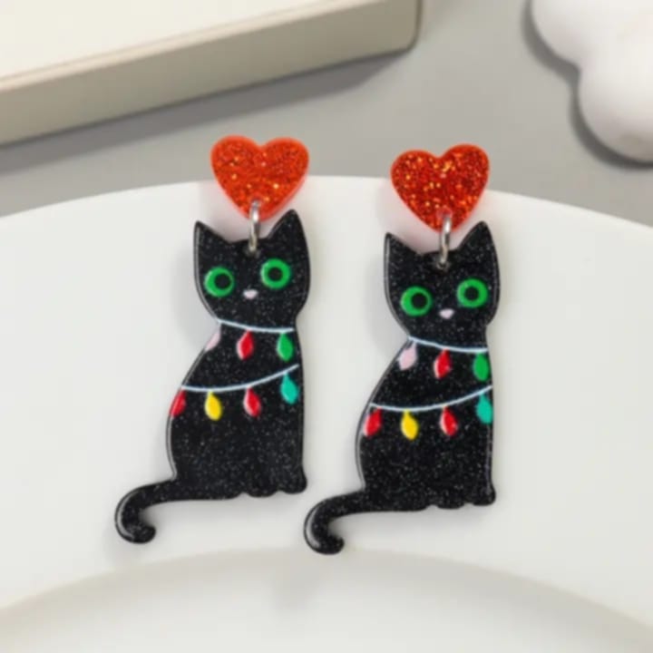 Arete de gato navideño
