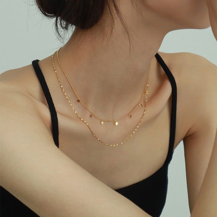 Collar doble con baño de oro el