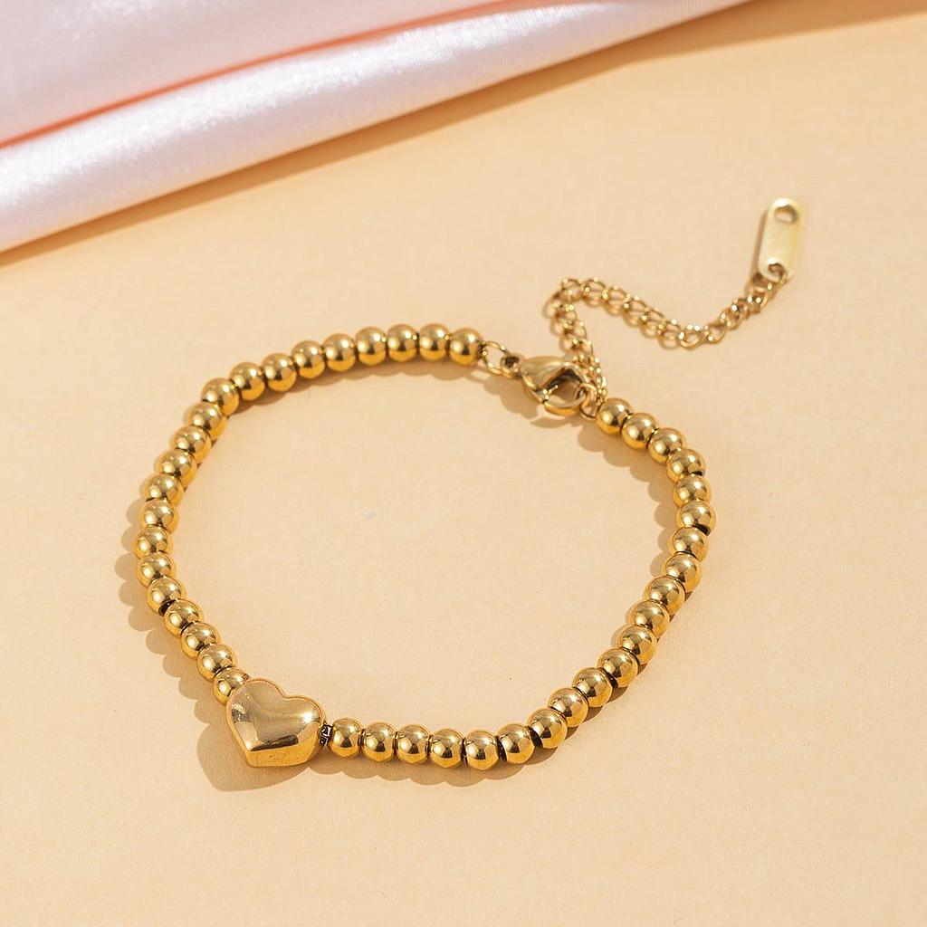 Pulsera de corazón con baño de oro