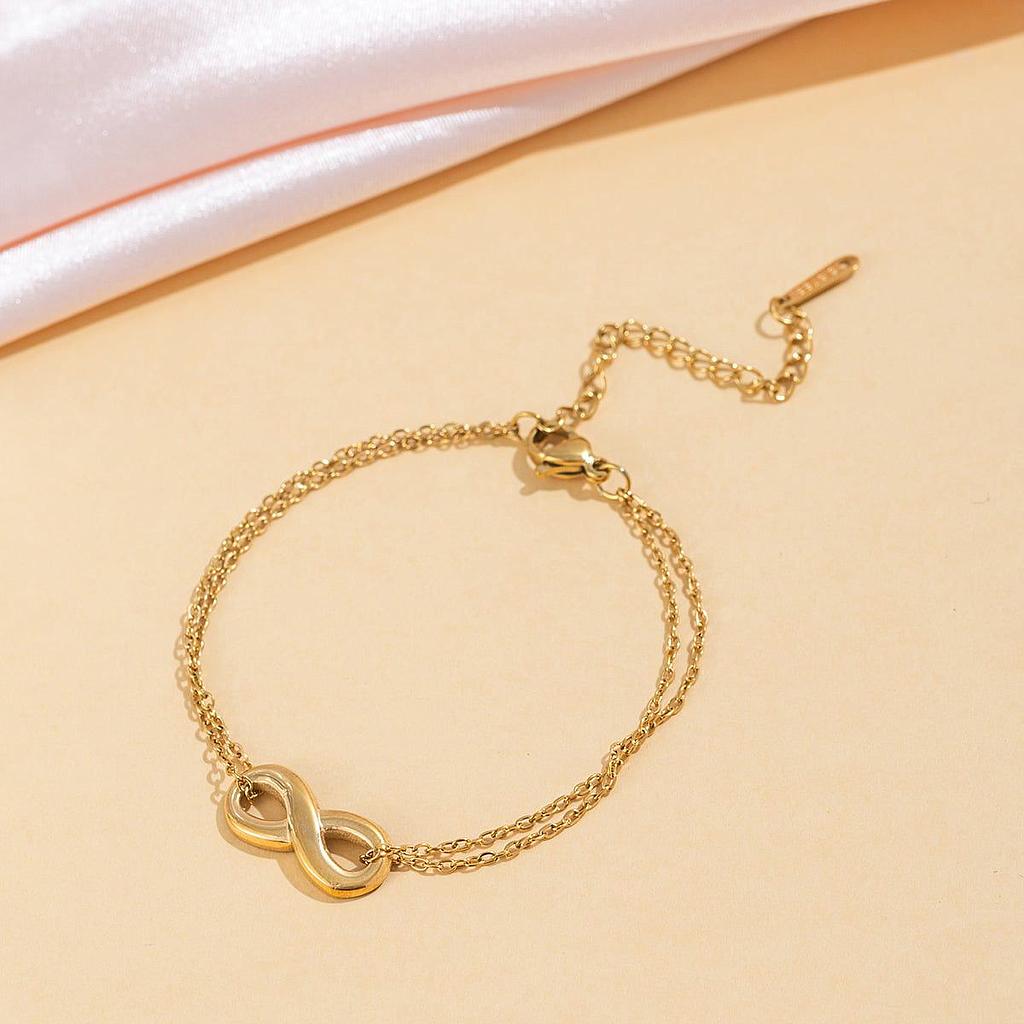 Pulsera doble de infinito baño de oro
