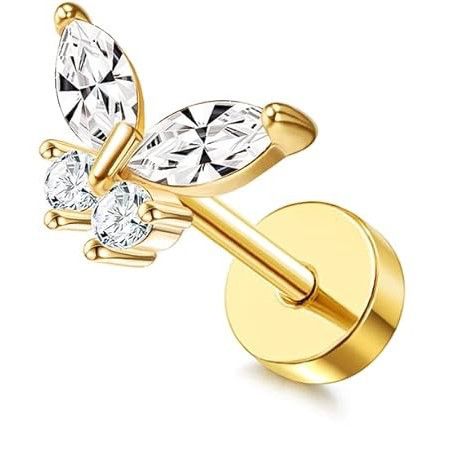 Piercing de mariposa baño de oro