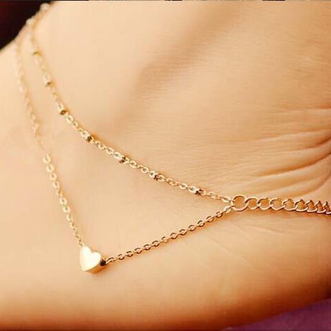 Tobillera doble de corazón