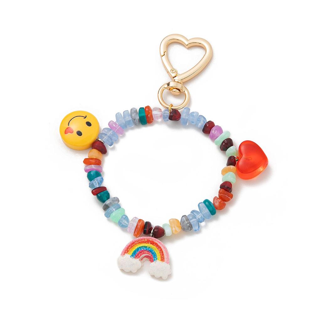 Llavero de arcoiris corazón y carita feliz
